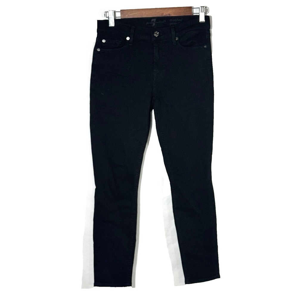 7 For All Mankind Jeans Women's 27(28) Black Skinny Mid-Rise Guenevera Dark Wash